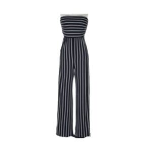 Elegant Black and White Striped Jumpsuit